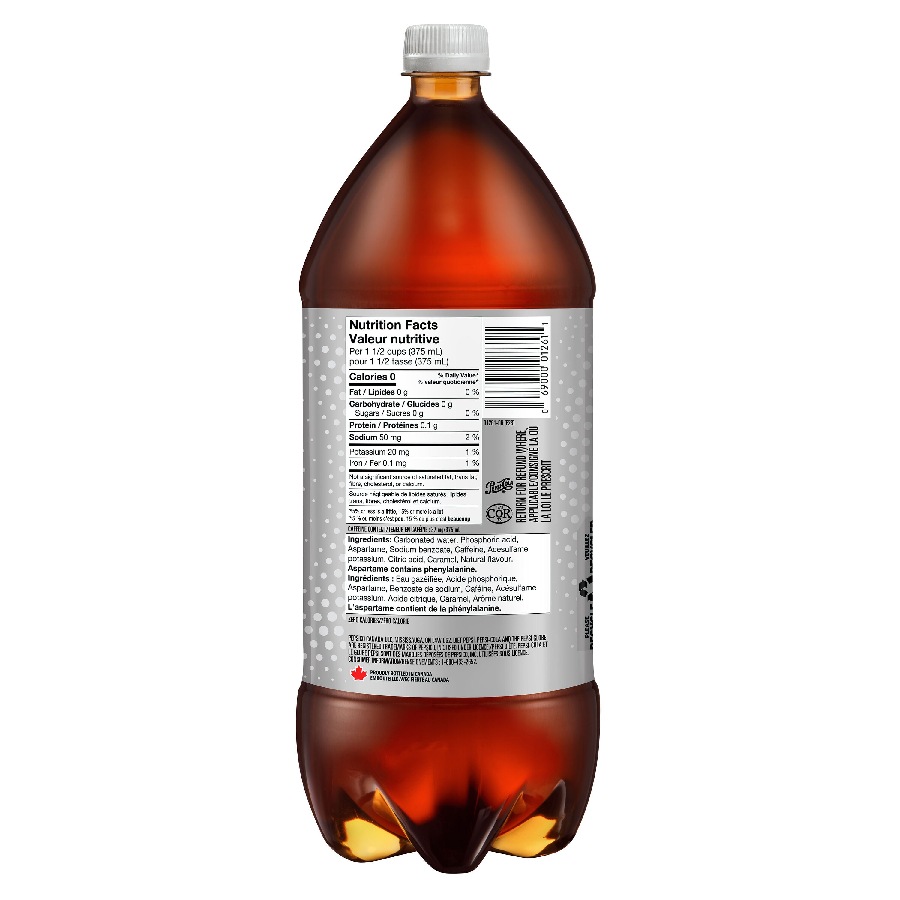 Pepsi Diète Cola 2 L, Bouteille 2 L