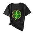 thumbnail image 4 of Uootdi St Patrick's Day Tees for Women Short Sleeve Crewneck Heart Shamrock Print Holiday Parades Casual Blouses Shirts Tops Gift, 4 of 5