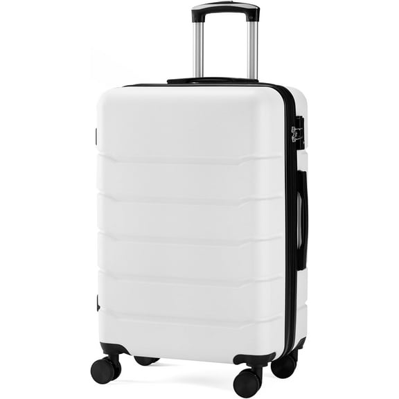 24 Inch Hardside Carry On Luggage, Suitcase with Double Spinner Wheels & TSA Lock, Hard Shell, Expandable Rolling Lightweight, White