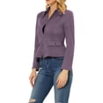 thumbnail image 4 of INSPIRE CHIC Women's Turn Down Collar Zip Up Faux Suede Motorcycle Short Jacket XL Grey Purple, 4 of 5