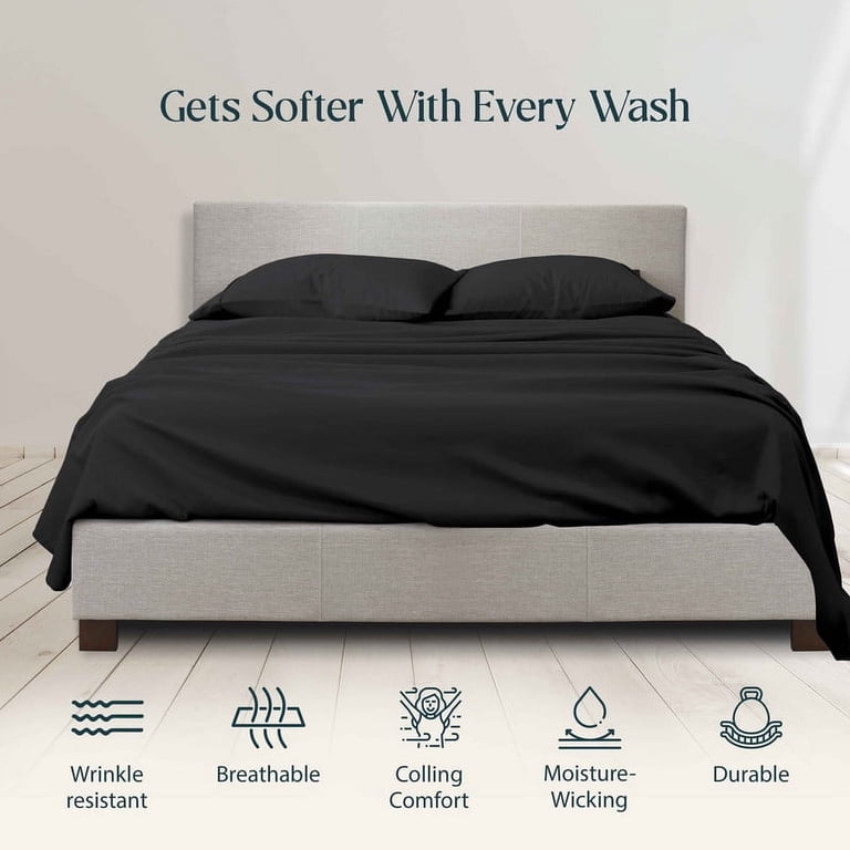 LBRO2M 100% Egyptian Cotton Sheets Queen Set - 1000 Thread Count, 16" Deep Pocket, Sateen Weave