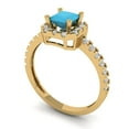 thumbnail image 2 of 0.89 ct Princess Cut Simulated Turquoise with Simulated Diamond Halo Accents 18K Yellow Gold Womens Engagement Ring, 2 of 5
