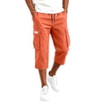 thumbnail image 7 of Below The Knee Shorts for Men Corduroy Long Cargo Shorts Casual 3/4 Length Sweat Capris with Pockets Saffron L, 7 of 7