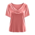 thumbnail image 4 of DAFPZW Women's Fashion Velvet T-Shirts V-Neck Pleated Short Sleeve Summer Shirts Elegant Tees Business Party Tops, 4 of 5