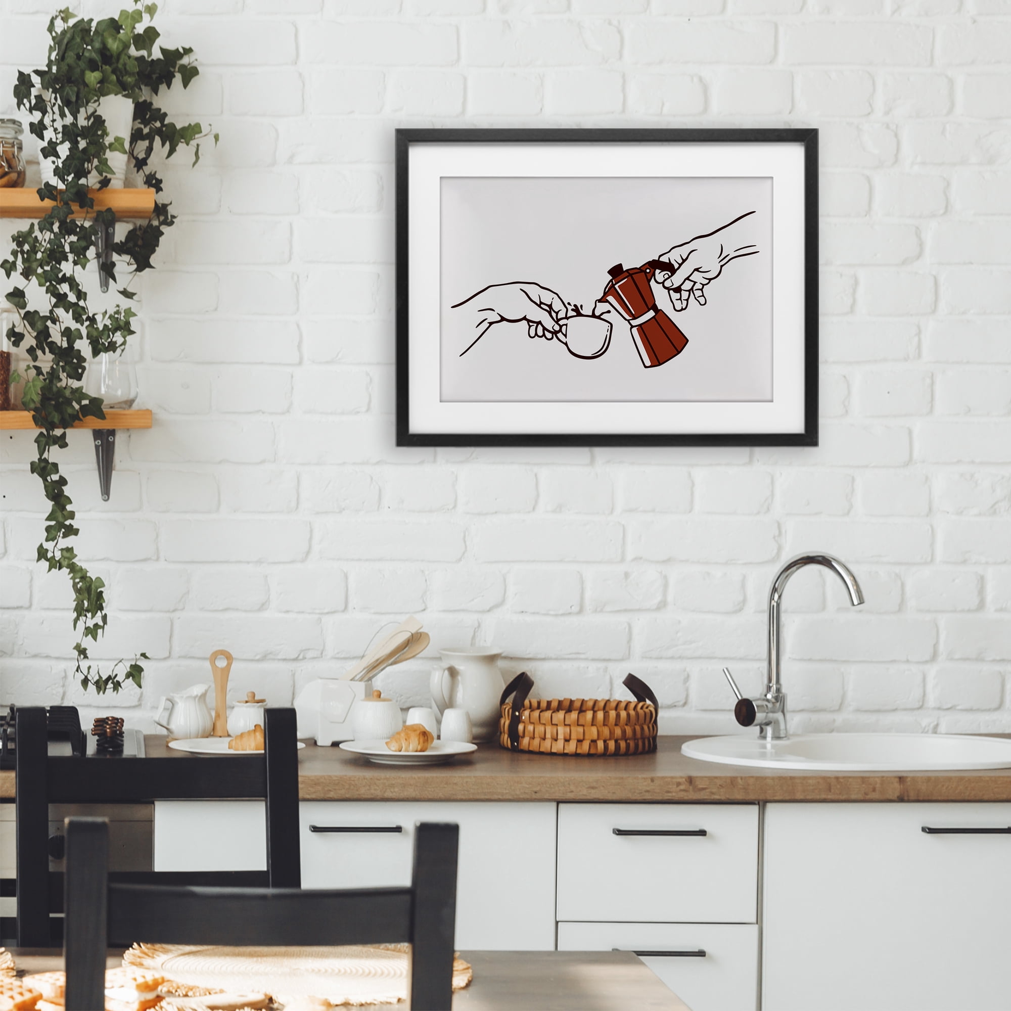 Stupell Industries Creation Of Coffee Classic Parody Black Framed Print Under Glass, design by Tobe Fonseca