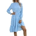 thumbnail image 5 of Vestido Tipo Túnica Para Mujer, Cómodo, Suelto, Estilo Retro, Amigable Con La Piel, Vestido A Rayas Para Mujer, Rayas Verticales Para Viajes ANGGREK Azul cielo XL, 5 of 5