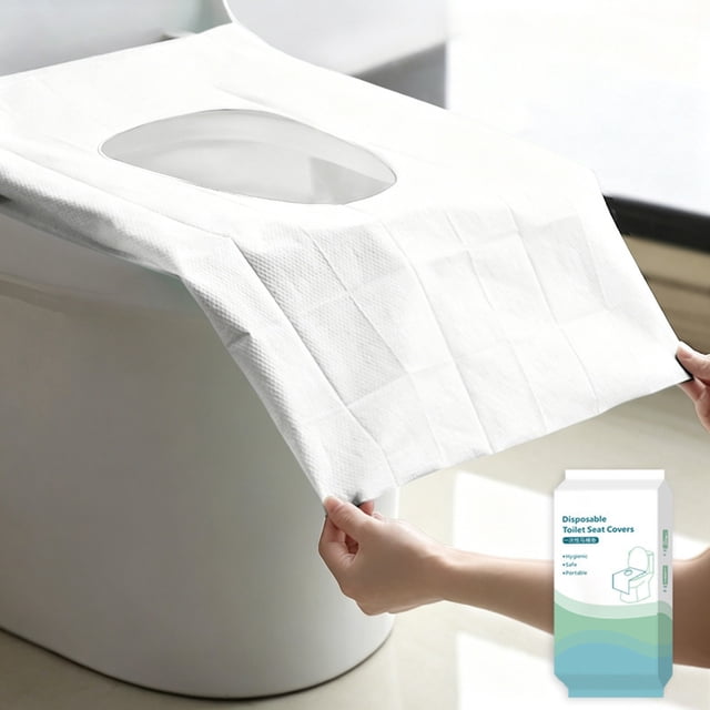 Paquete de 10 Cubiertas Desechables para Asiento de Inodoro con Base Impermeable, Forros Portátiles de 16x24 Pulgadas para Baños Públicos, Hoteles y Viajes