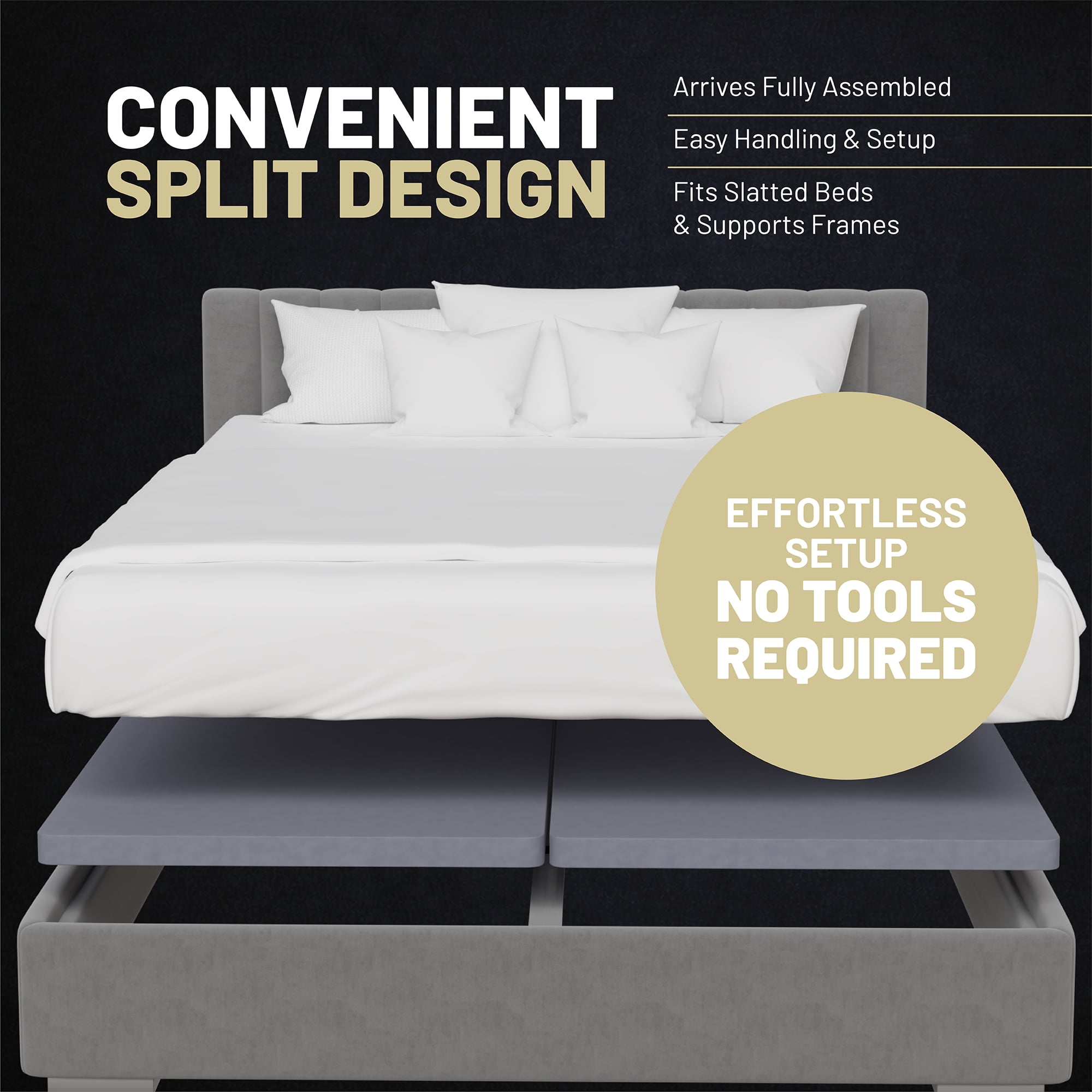Continental Sleep, Premium 38mm Solid Surface Wood Bunkie Board Queen Size Bed Frames, 2-Piece Under Mattress Support Board, Fabric Ventilation Cover, Replaces Wooden Slats or Box Spring