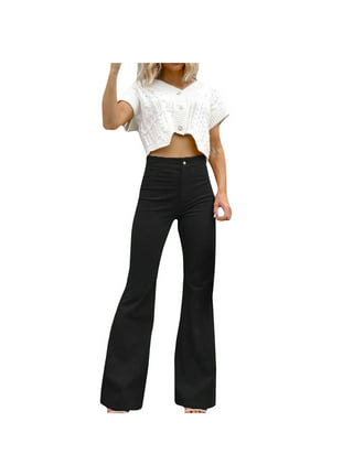 Flare Bell Bottom Pants for Women High Waisted Cutout Stretch Solid Wide  Leg Pants Casual Comfy Lounge Trousers 