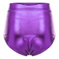 thumbnail image 2 of TTAO Shiny Metallic Booty Shorts Music Festival Rave Dance Pants Bottoms for Women Lavender M, 2 of 7