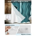thumbnail image 3 of No Hook Cloth Fabric Shower Curtain with Snap in Liner, Abstract Turquoise Moire Waterproof Shower Curtains Set with See Through Top Window, Gradient Coastal Ocean Geometric Bath Curtains 54"x78", 3 of 6