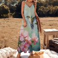 thumbnail image 2 of Flower Hummingbird Sleeveless Dress Woman Fashion Long Dresses Women's Summer Suit Dress Summer 2025 Women, 2 of 7