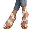 thumbnail image 6 of HAOTAGS Women's Summer Dressy Flat Sandals Plus-size Clip Toe Flower Open Toe Slip On for Vacation White Size 5.5, 6 of 9