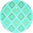thumbnail image 1 of Ahgly Company Machine Washable Indoor Round Southwestern Turquoise Blue Country Area Rugs, 4' Round, 1 of 1