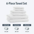thumbnail image 2 of 100% Cotton 650 GSM 6-Piece Bath Towel Sets - Highly Absorbent & Extra Soft Quality Towels For Bathroom & Kitchen, Every Day Use - White, 2 of 4