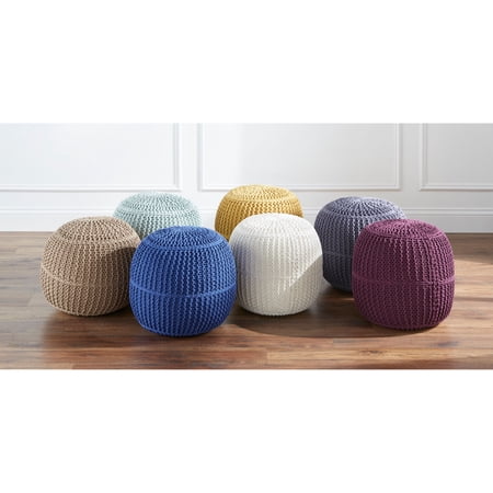 Brylanehome Bh Studio Hand-Knitted Ottoman Pouf, Aqua