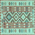 thumbnail image 1 of Ahgly Company Indoor Square Southwestern Light Blue Country Area Rugs, 3' Square, 1 of 4