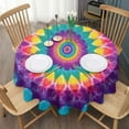 thumbnail image 3 of Rainbow Tie Dye Radial Pattern Round Tablecloth 60"x60",Wrinkle Wipeable Table Cloth for Kitchen Dining Room Picnic Patio Party, 3 of 6