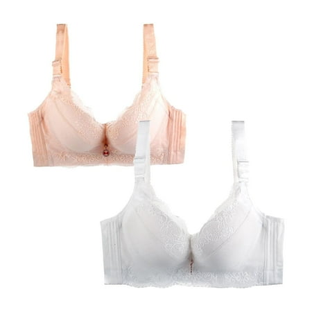 HCURIBAD Clearance! Bras for Women  Pack of 2 Sports Bra Women s Breathable Plus Sports Size Lace Bra Womens Bras Sexy Wireless Bras for Women  Push up Bra  Bra Pack 2Pcs Underwear Beige 2XL