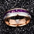 thumbnail image 4 of 8mm Arrow Tungsten Wedding Ring Purple Agate & Meteorite Inlay Rose Gold Plated Polished Finish Size 7-12, 4 of 5