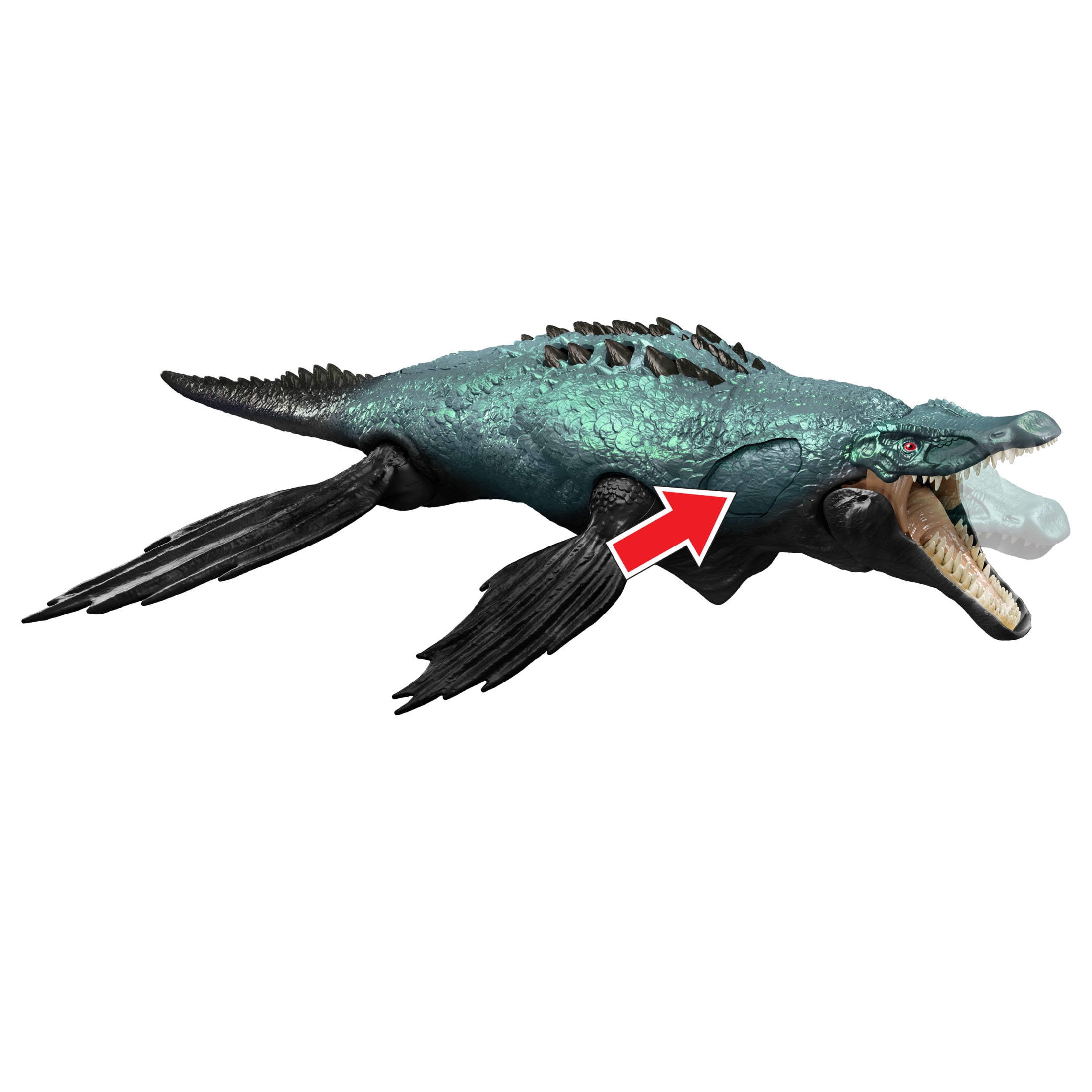 Jurassic World Gigantic Thrashers Liopleurodon Dinosaur Action Figure Toy, 2 Attacks & Evolve Feature