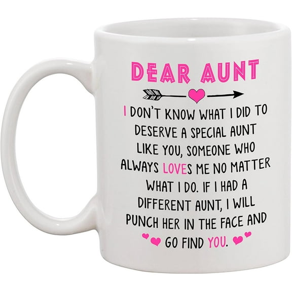 Best Aunt Ever Cup White Mug 11Oz, Aunt Gifts from Niece and Nephew, BAE Best Aunt Ever Mug, First Time Aunt Gifts, Birthday, Mother Coffee Mug for Aunt