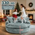 thumbnail image 5 of Aukfa 55" Oversized Round Chaise Lounge Chair, Fluffy Deep Seat Cloud Floor Sofa, Modern No Assembly Couch, Light Blue, 5 of 8