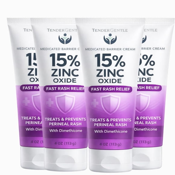 Crema de óxido de zinc TenderGentle 113 g, medicada, paquete de 4