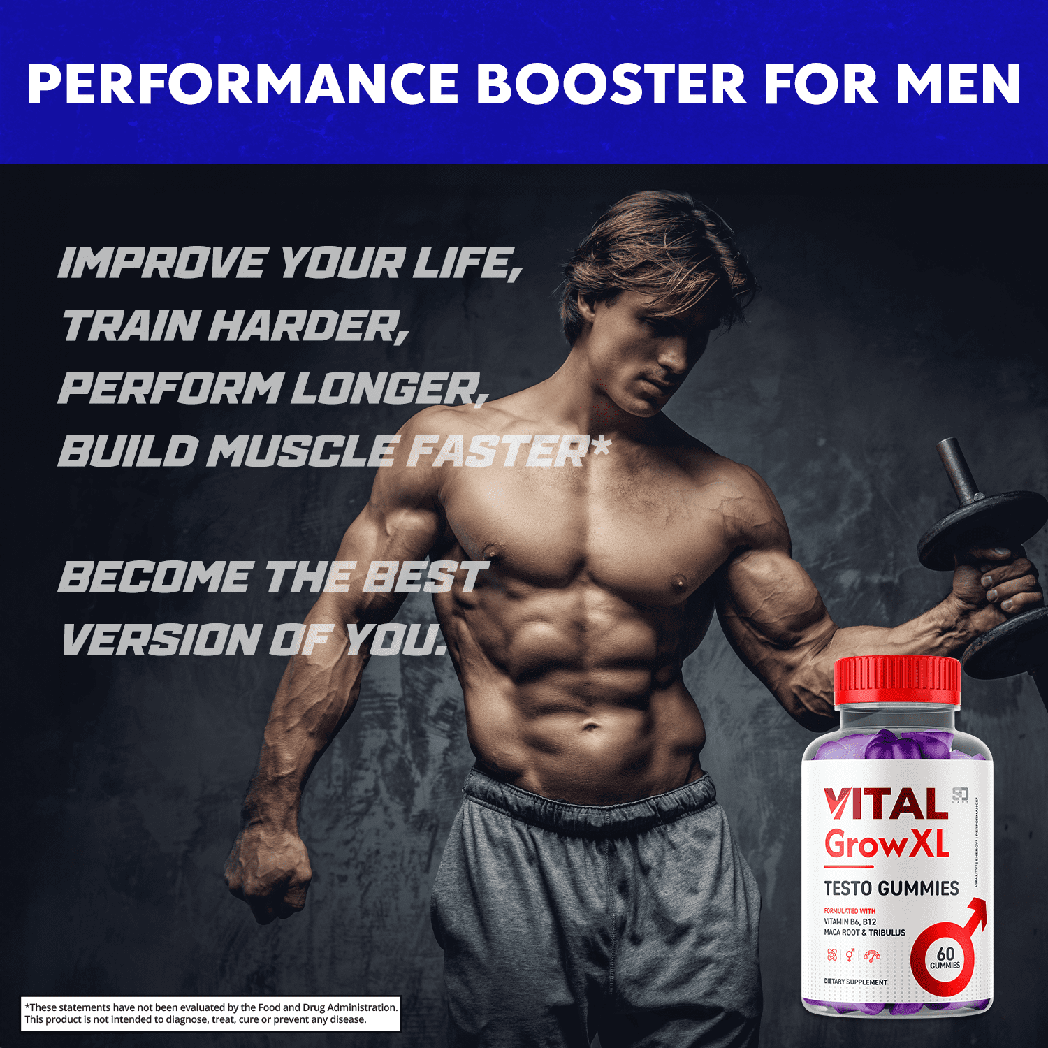 Vital Grow XL Gummies for Men Advanced Vital Grow Testo Gummies Vitamin Supplement 120 Gummies