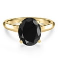 thumbnail image 3 of Gem Stone King 14K Yellow Gold Black Sapphire Engagement Ring for Women | 6.00 Cttw | Oval 12X10MM | Gemstone September Birthstone | Size 7, 3 of 6
