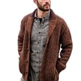 thumbnail image 2 of Cárdigan de otoño e invierno para hombre, suéter de punto ajustado de manga larga de color sólido, suéter para hombre, 2 of 6