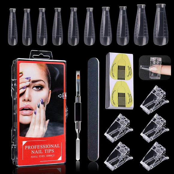 207Pc Nail Form Nail Tip for Polygel Nail Dual Form Clear Acrylic Nail Tip for Gel Nail Exten ion with Nail Clip , Polygel Bru h, Nail File