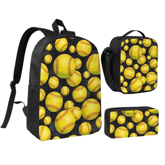 Softball Backpack Set 3pc Including Backpack, Lunch Bag and Pen Bag Combination