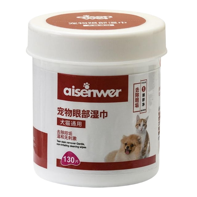 Toallitas limpiadoras suaves para mascotas, quitamanchas para gatos, toallitas húmedas para perros, aseo para cachorros Ojo 130pcs