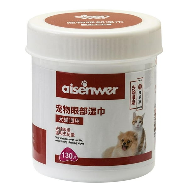 Toallitas limpiadoras suaves para mascotas, quitamanchas para gatos, toallitas húmedas para perros, aseo para cachorros Ojo 130pcs