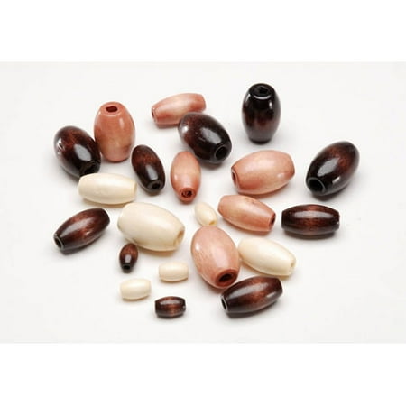 - Wood Beads Oval Assorted Earth Tones Sizes 75Pc