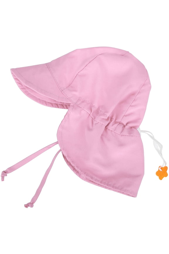 UPF 50+ UV Ray Sun Protection Baby Hat w/ Neck Flap & Drawstring,Pink,0-12Months