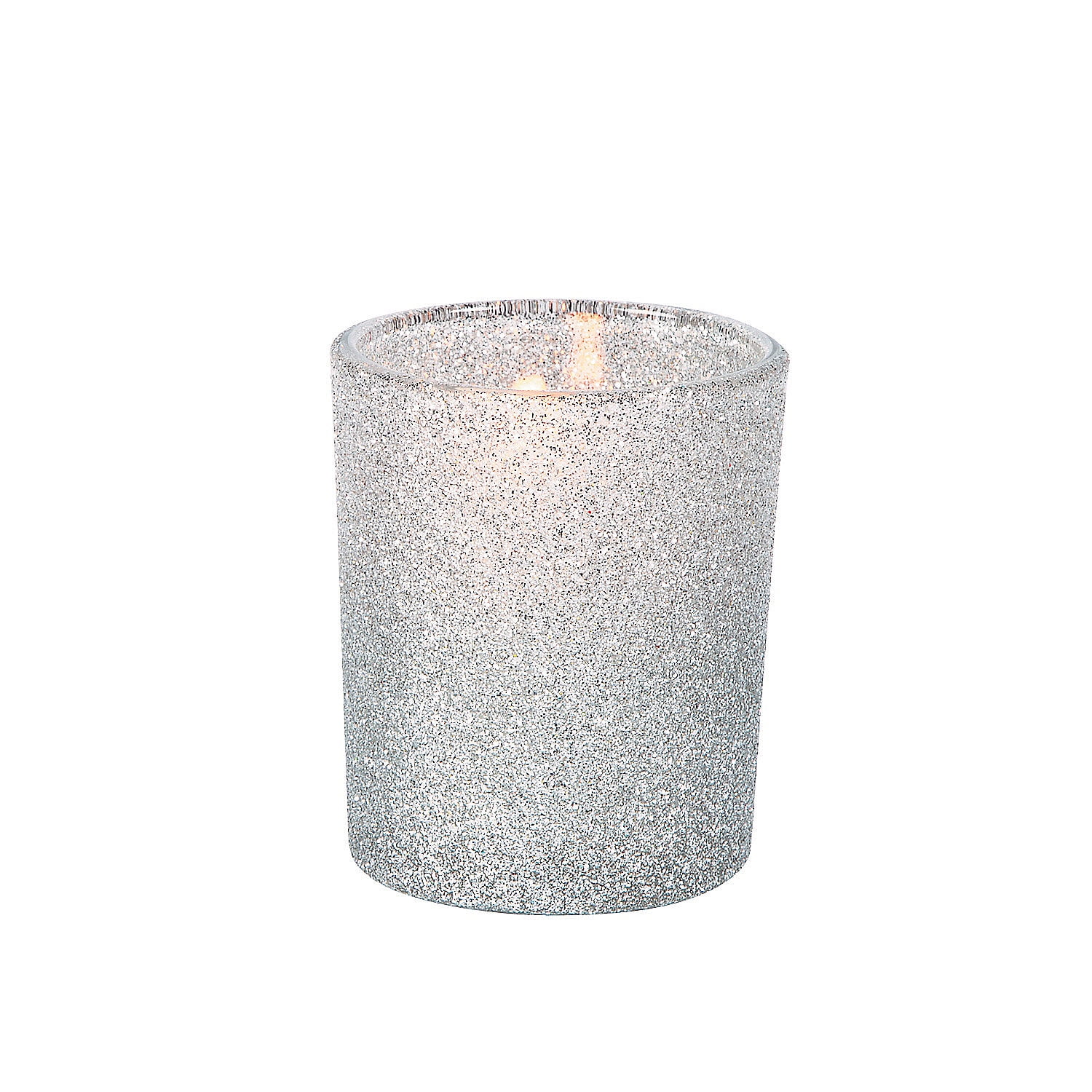 Silver Glitter Votive Holders (Dz) - Home Decor - 12 Pieces