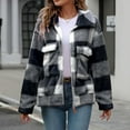 thumbnail image 3 of Winter Warm Sherpa Jacket Women Fuzzy Fleece Coats Shacket Fashion Casual Long Sleeve Zipper Up Plaid Teddy Outwear, 3 of 6