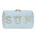 thumbnail image 1 of Bolsos de maquillaje de PU Letra de diamantes de imitación de gran capacidad para viajes femeninos (Sol) Tmvgtek Cuidado Belleza, 1 of 3