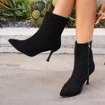 thumbnail image 5 of Womens Chic Ankle Booties Pointed Toe Stiletto Heel Shoes Side Zip Faux Suede Fashion Short Party Evening Date Night Office Daily Wear Boots, 5 of 10