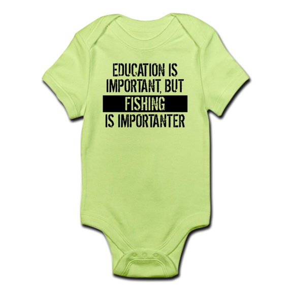 CafePress - Fishing Is Importanter Body Suit - Baby Light Bodysuit