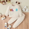 thumbnail image 4 of Vedolay Boys Fashion Sets Boys Fall Clothes Print Long Sleeve Sling Long Sleeve Tops Denim Pants Outfits 2Pcs Set,Beige 0-6 Months, 4 of 5