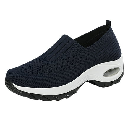 

Summer Trainers for Women Slip on Walking Shoes Ladies Wedge Platform Trainers Mesh Upper Breathable Comfy Feet Pumps Running Shoes Athletic Sport Gym Sneakers UK Size 3-7