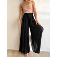 thumbnail image 4 of Cizayoi Women Casual Pants Elastic Waist Wide Leg Beach Trousers with Pockets, 4 of 6