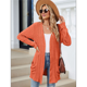 thumbnail image 4 of Cárdigan de Larga para Mujer, de Color Liso, Acanalado, Cepillado, con Abertura Frontal y Bolsillos Naranja XXL, 4 of 10