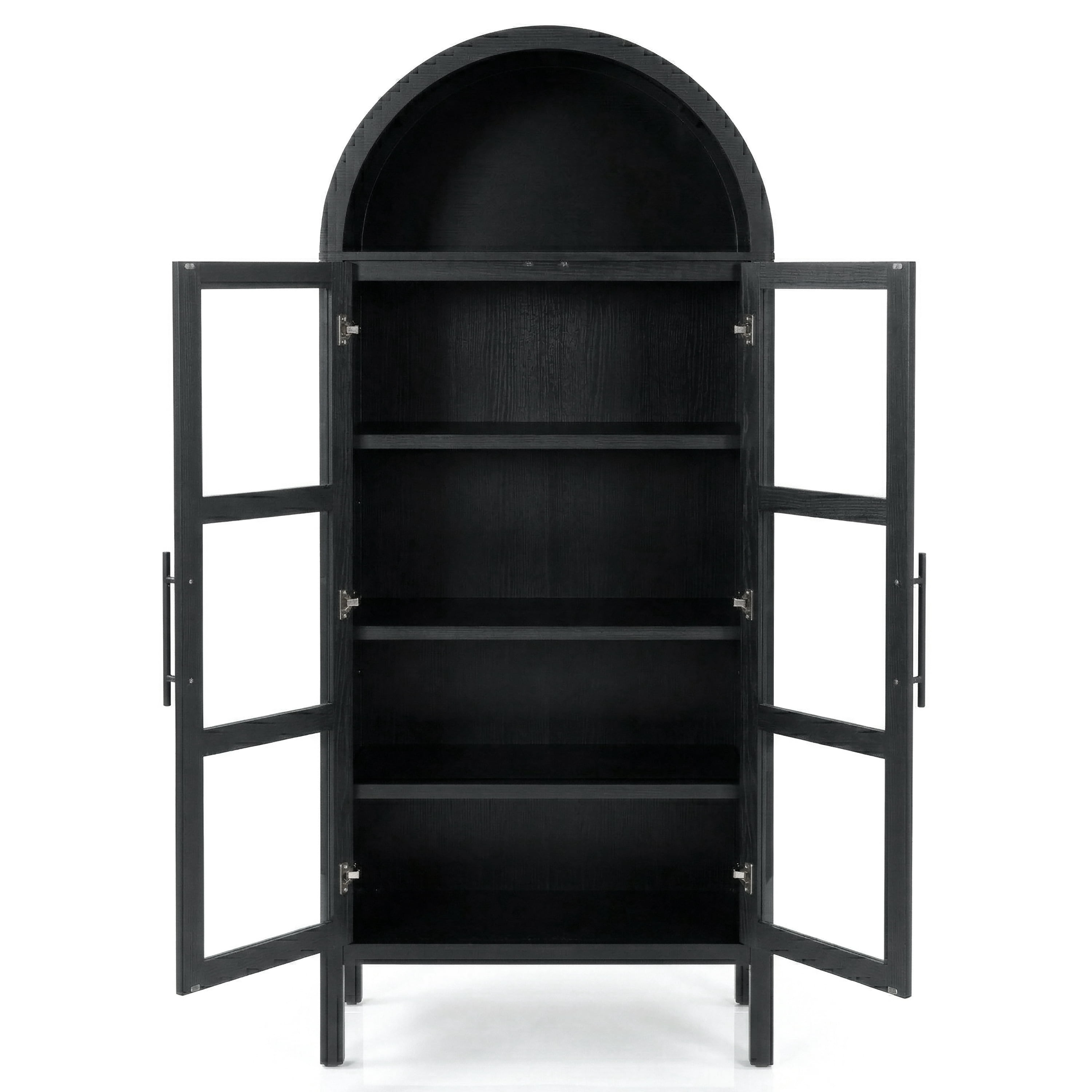 Furniture of America Watson Rustic Wood 72-inch Tall Arched Accent Cabinet with Adjustable Shelves, Black