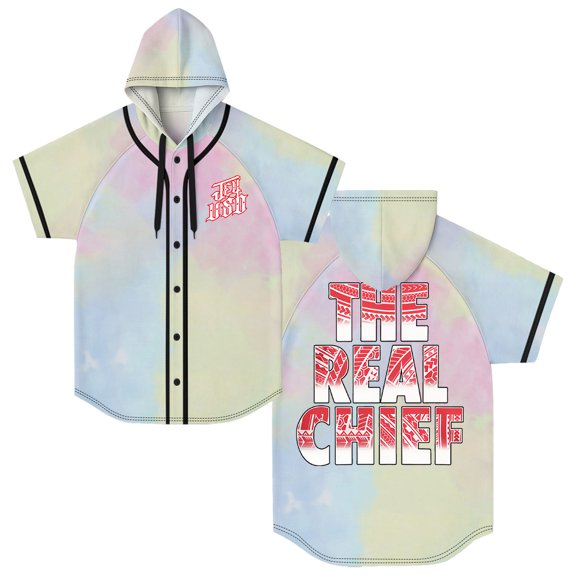 Jey Uso The Real Chief Hooded Baseball Jersey Tops Short Sleeve Button-up Shirts Women Men Streetwear Tee