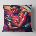 thumbnail image 2 of Designart Girl in Paint - Portrait Contemporary Throw Pillow - 18x18, 2 of 5