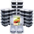 thumbnail image 1 of Enther Contenants de Préparation de Repas [20 Pack] 2 Compartiments avec Couvercles Boîte Bento de Stockage Alimentaire Sans BPA Empilable Boîtes à Lunch Réutilisables Micro-Ondes/lave-Vaisselle/congélateur Contrôle des Portions (32 oz), 1 of 7